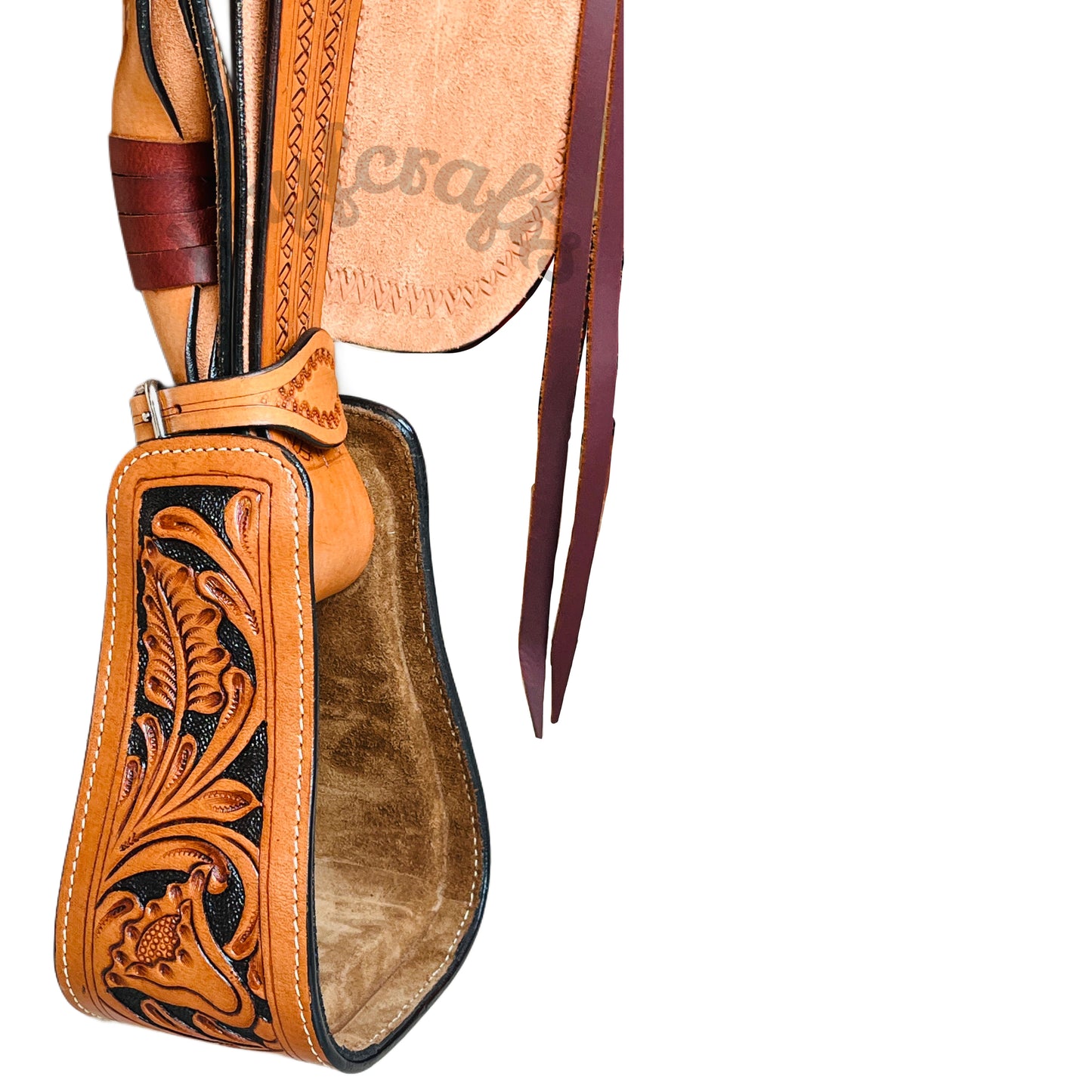 Premium Wade Western Saddle - Floral Tooled Leather, Suede Seat, Trail Roping
