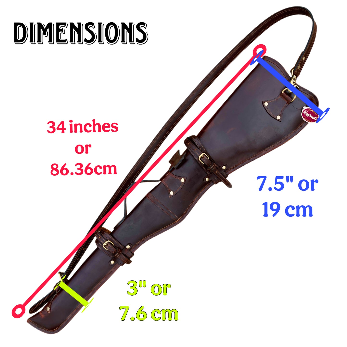 34" Full Grain Leather Rifle Scabbard Western Hard Wax Leather Gun Case with Faux Shearling Lining & Shoulder Strap