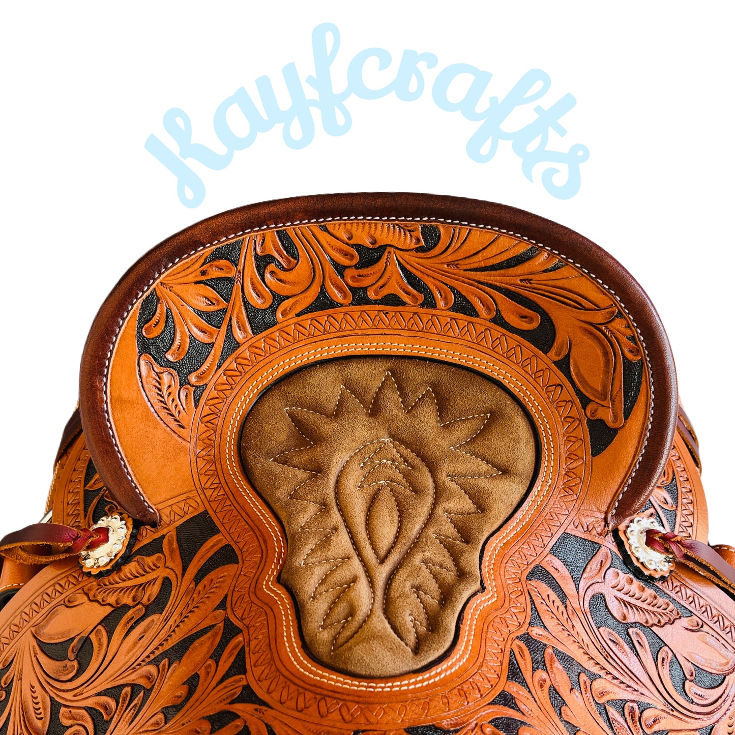 Premium Wade Western Saddle - Floral Tooled Leather, Suede Seat, Trail Roping