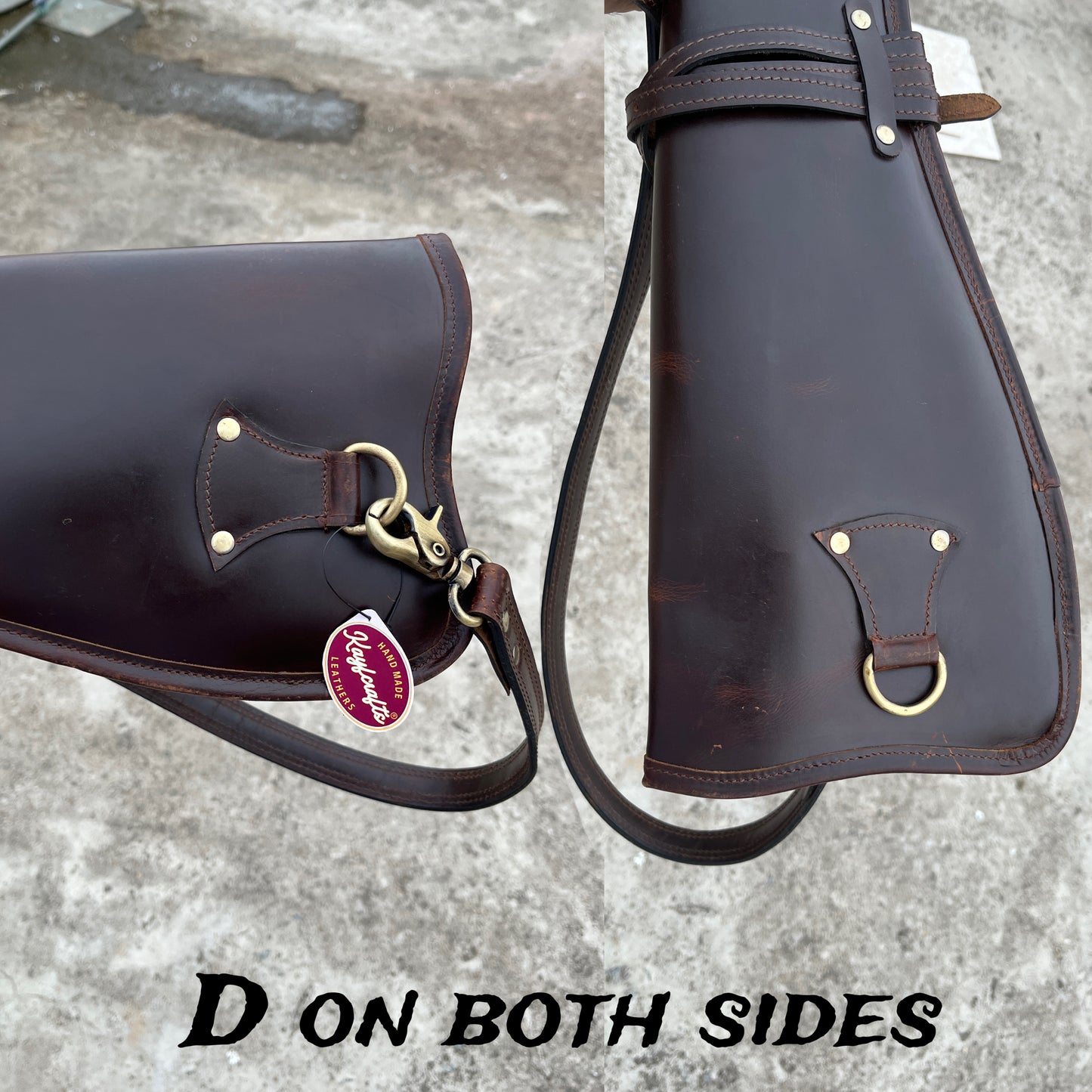 34" Full Grain Leather Rifle Scabbard Western Hard Wax Leather Gun Case with Faux Shearling Lining & Shoulder Strap