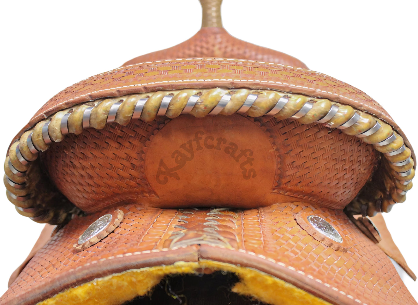 Western Barrel Racing Saddle in Premium Full Grain Leather with Cheyenne Roll Cantle and Black Suede Seat