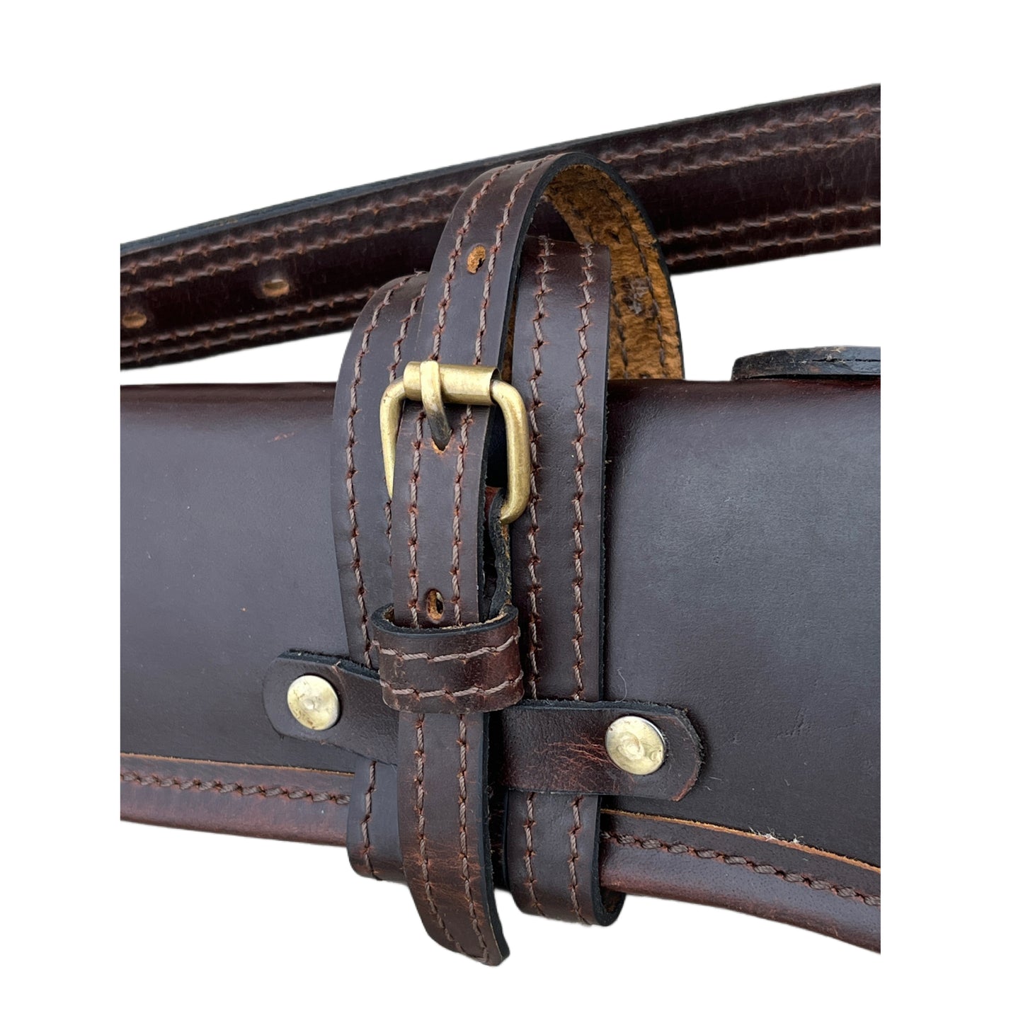 34" Full Grain Leather Rifle Scabbard Western Hard Wax Leather Gun Case with Faux Shearling Lining & Shoulder Strap