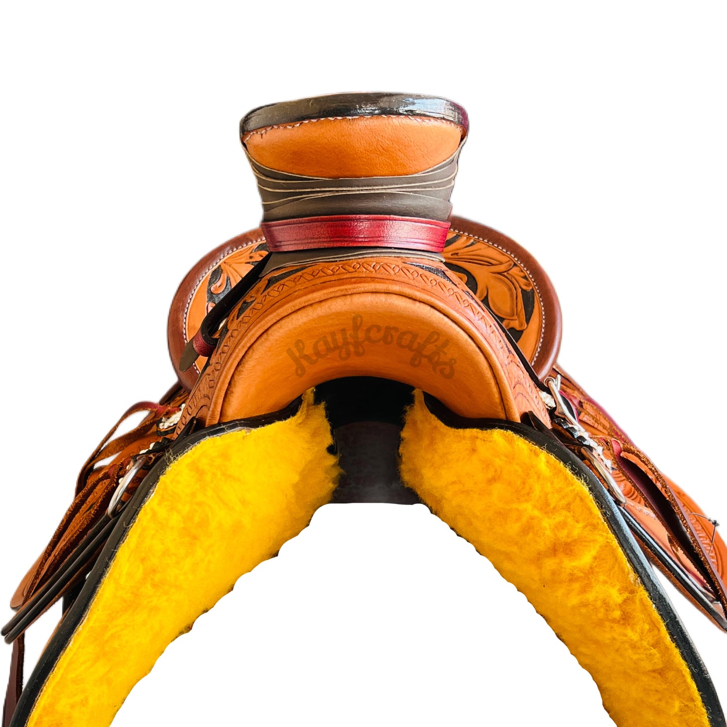 Premium Wade Western Saddle - Floral Tooled Leather, Suede Seat, Trail Roping