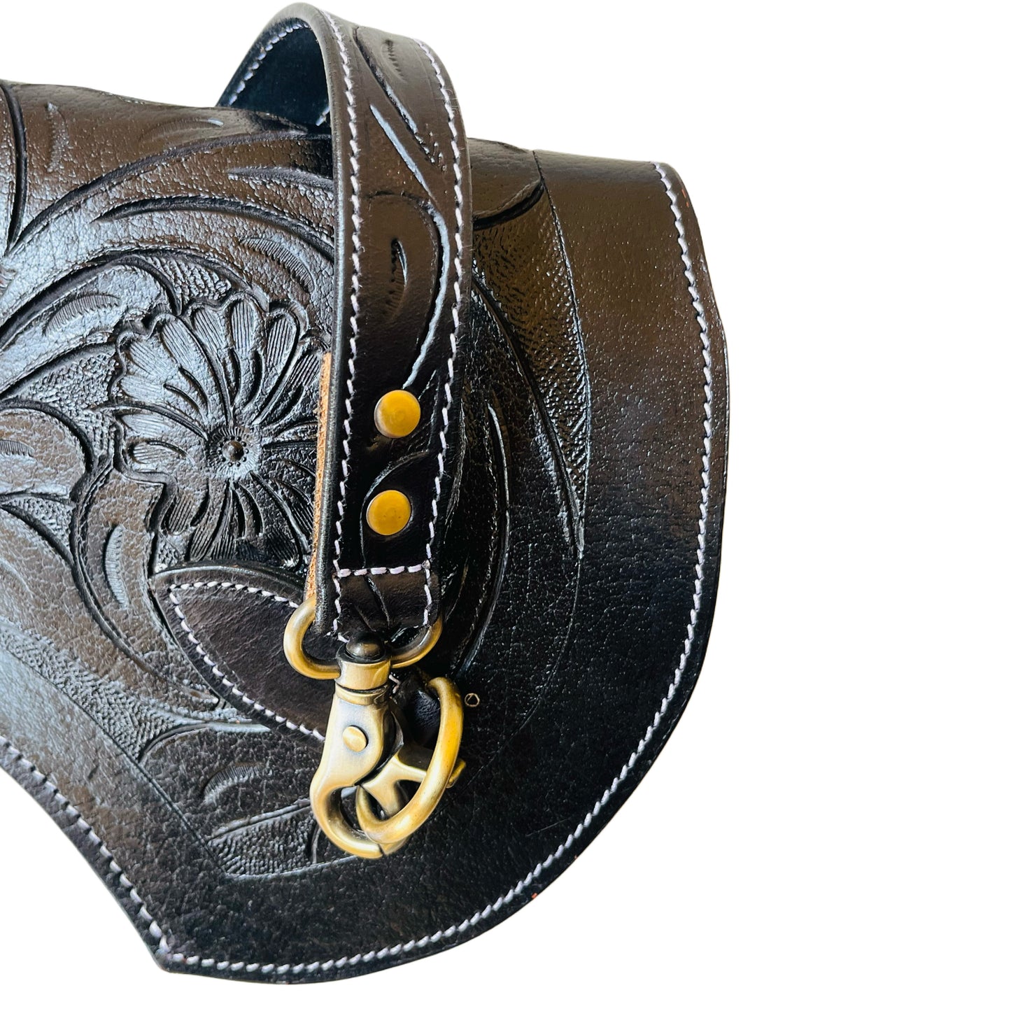 All Black Full Grain Leather Rifle Scabbard 33" Western Gun Case with Antique Brass Hardware & Suede Lining