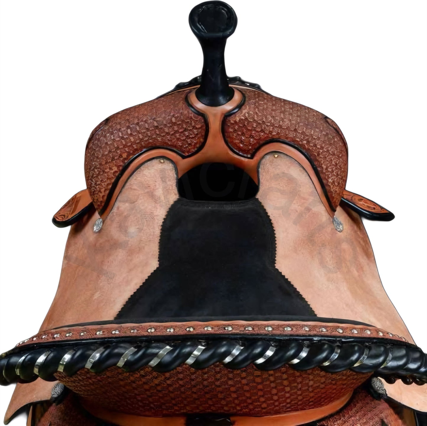 Handcrafted Western Barrel Horse Saddle with Suede Seat and Floral Tooling