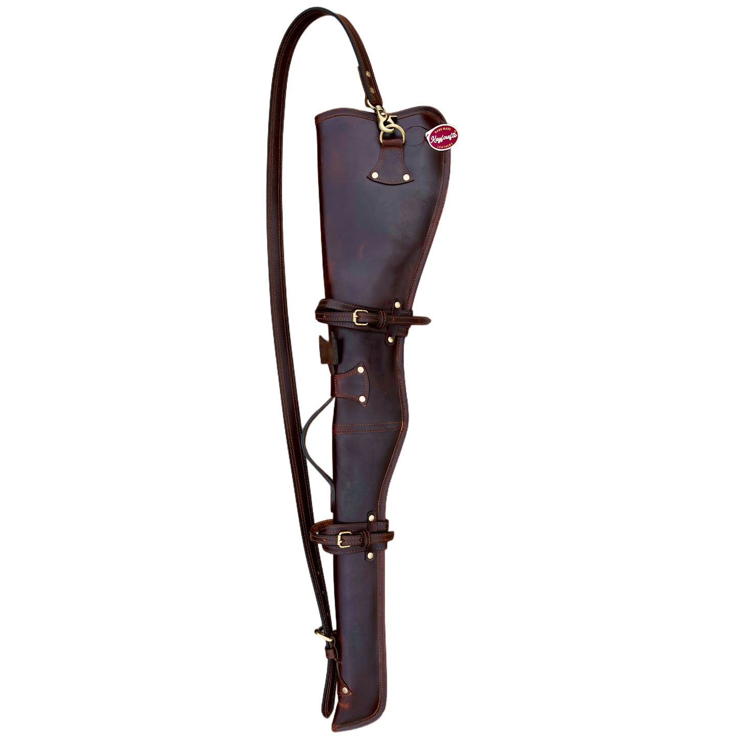 34" Full Grain Leather Rifle Scabbard Western Hard Wax Leather Gun Case with Faux Shearling Lining & Shoulder Strap