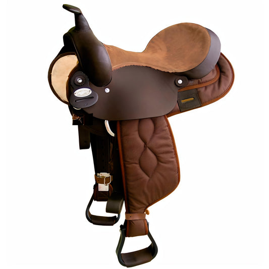 Lightweight Trail Saddle with Velvet Seat and Rounded Skirt Nylon & Leather Build