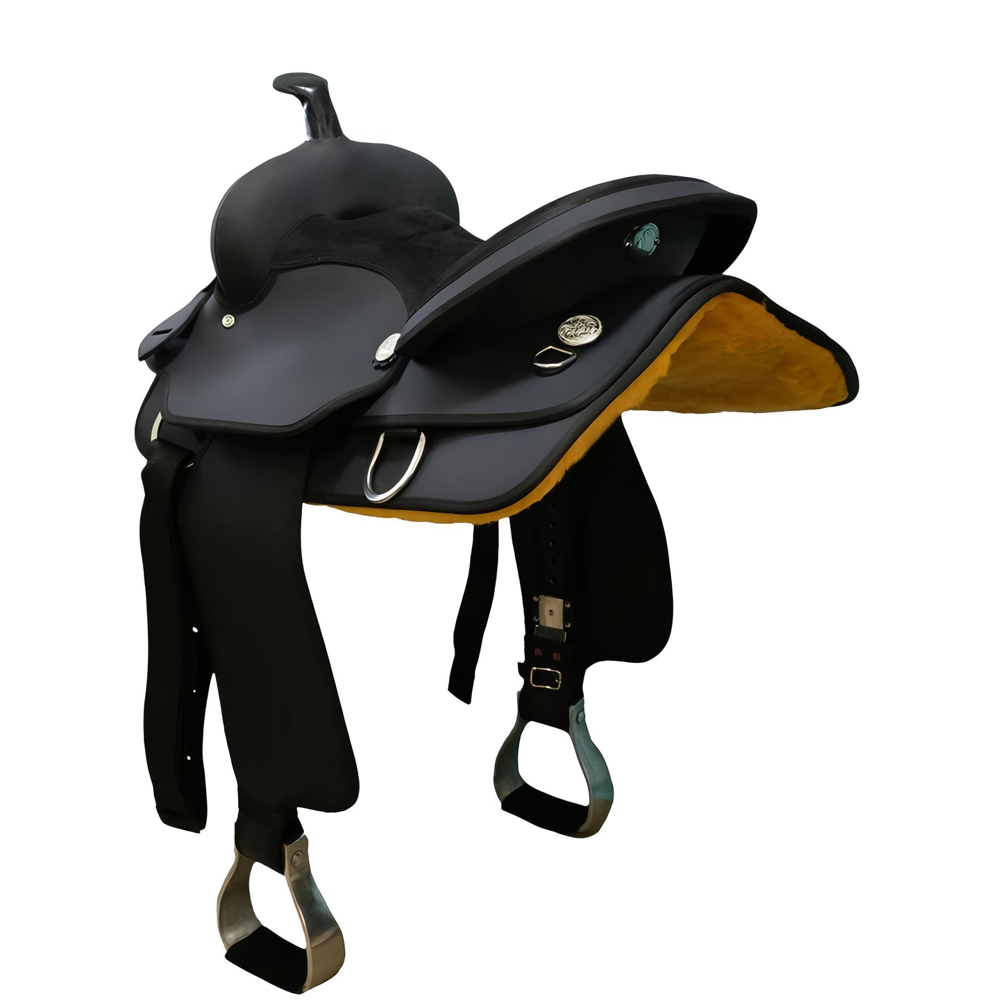 Premium Synthetic Western Saddle Lightweight Design with Adjustable Fenders and Padded Skirt