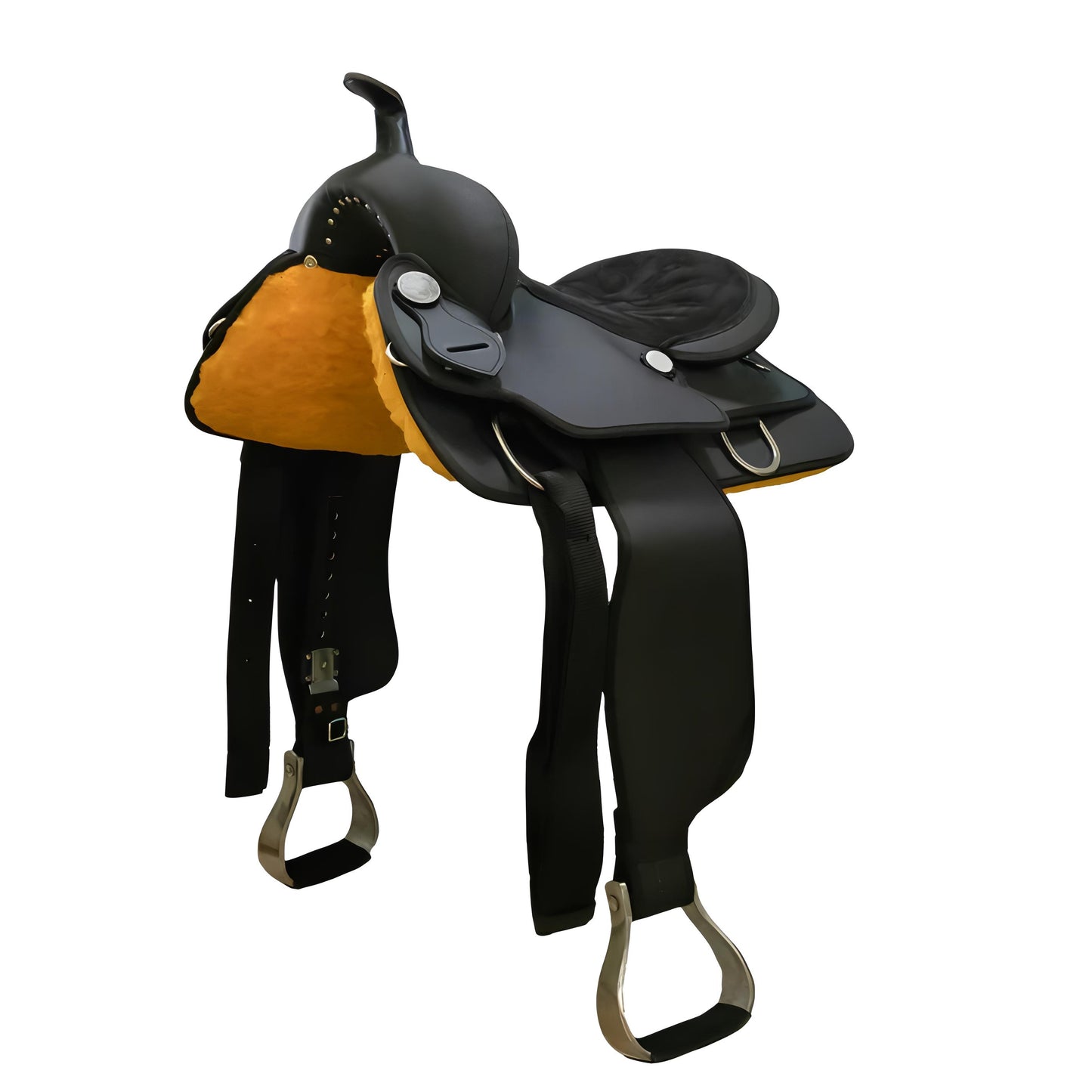 Premium Synthetic Western Saddle Lightweight Design with Adjustable Fenders and Padded Skirt