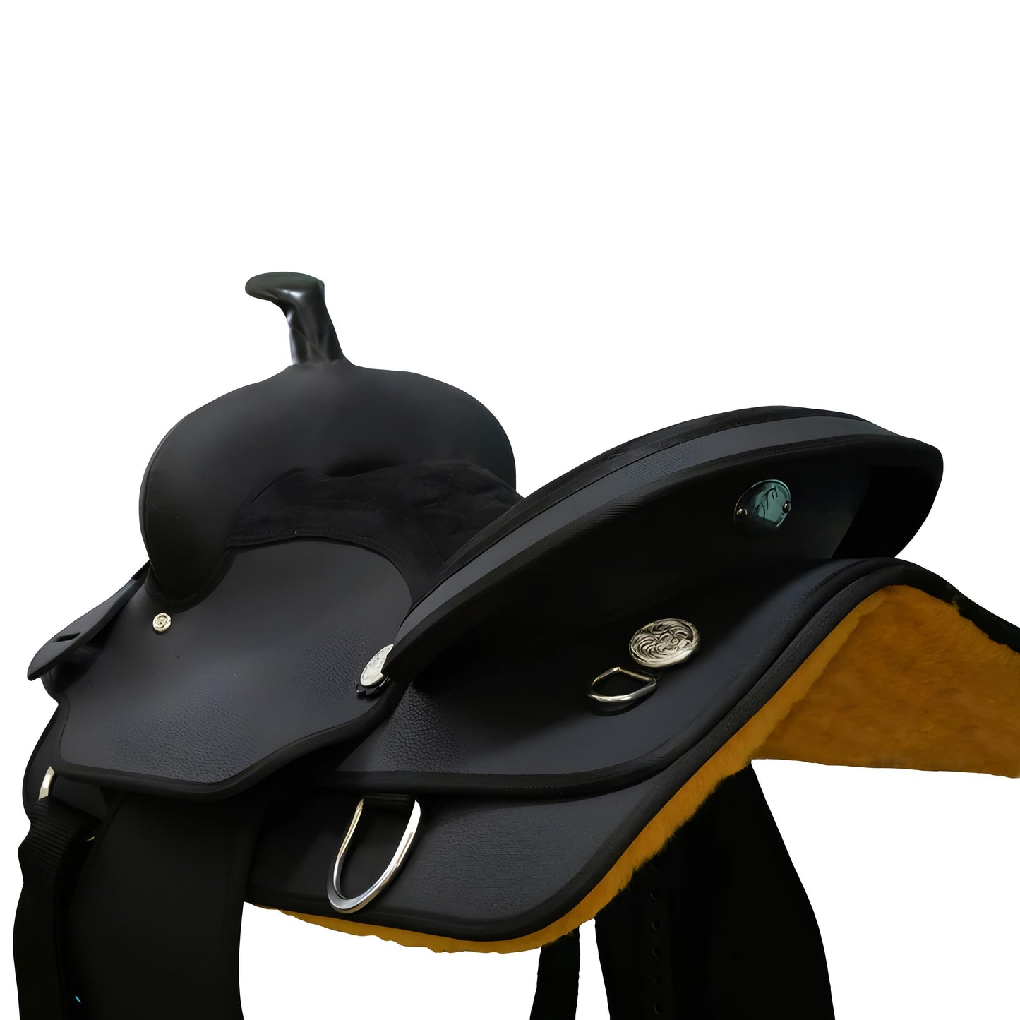 Premium Synthetic Western Saddle Lightweight Design with Adjustable Fenders and Padded Skirt